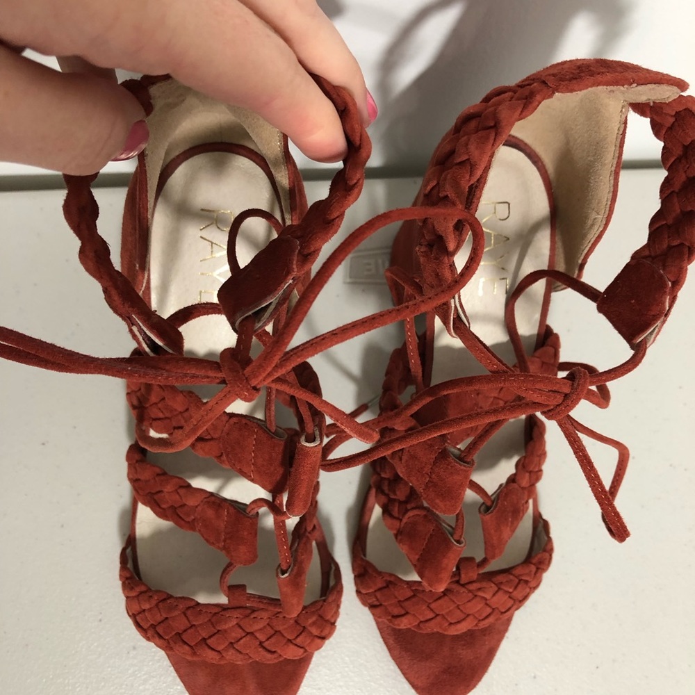 Revolve RAYE Libby Heels Suede Woven Strap Size 7.5 - Picture 4 of 11